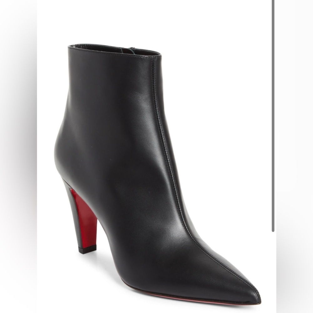 Christian Louboutin Vibella black leather 85mm boot bootie ankle sz 38.5